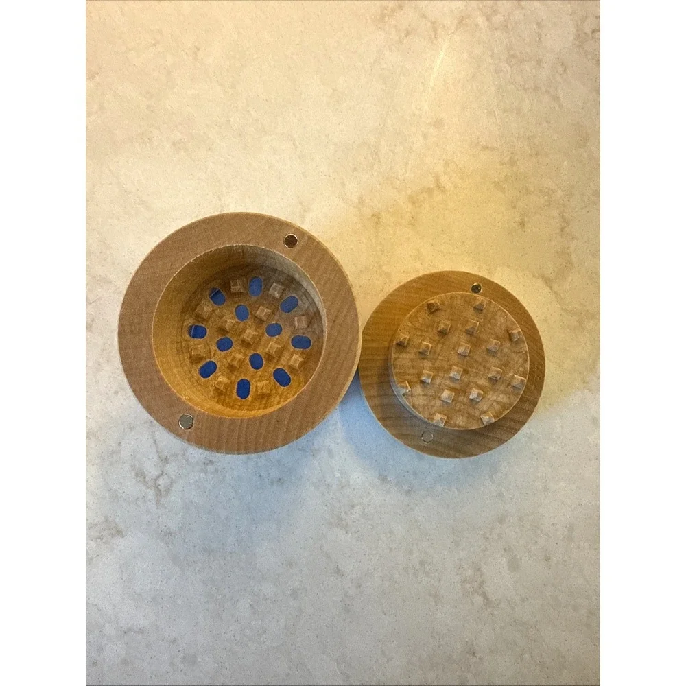 RAW Natural Wood Grinder x GR8TR 3pc BLUE GLASS 65mm Fine Grinder